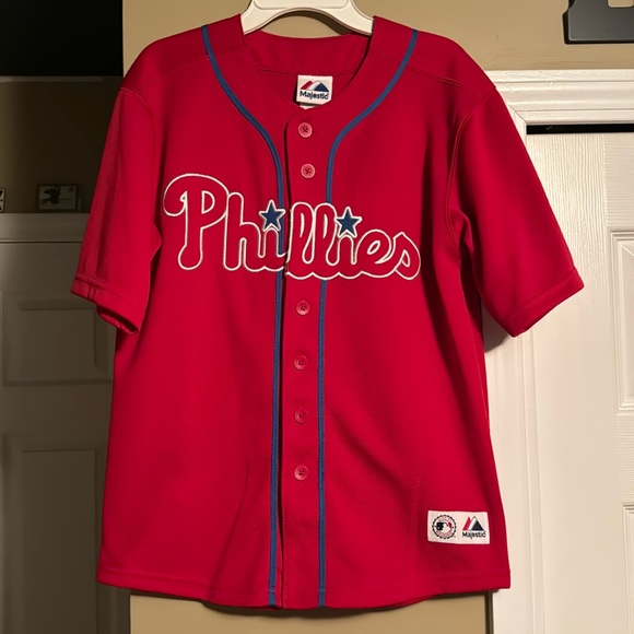 Majestic Other - Majestic Stitched Phillies Jersey - Youth 10-12 (Small/Medium)